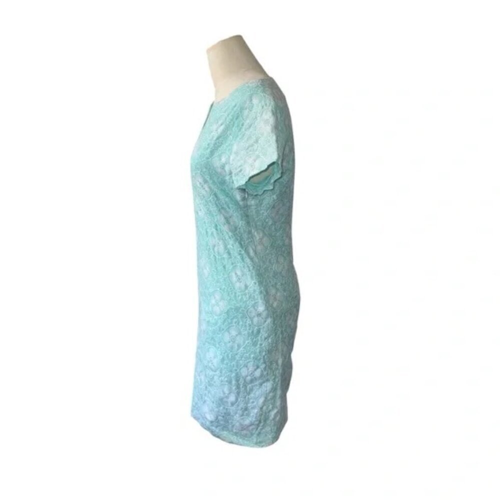 Vineyard Vines Womens Al Fresco Dress Size 4 Aqua 100% Linen Embroidered - Picture 3 of 7